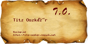 Titz Oszkár névjegykártya